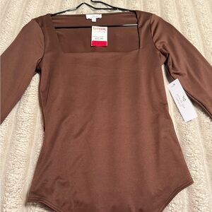 T.J.Maxx Chocolate Brown Long Sleeve Bodysuit